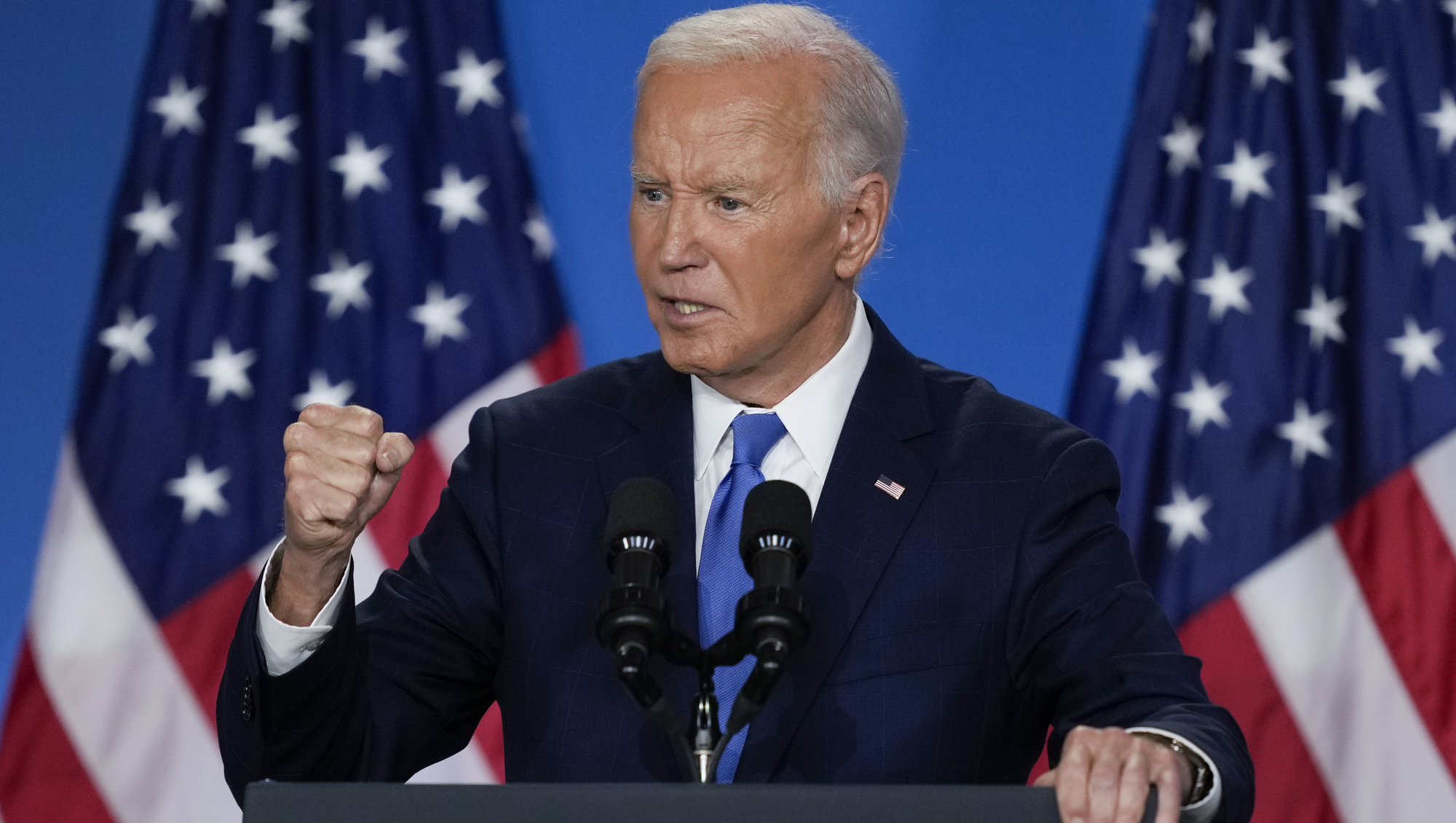 Biden mixes up Harris and Trump and introduces Zelenskyy as Putin in Nato speech