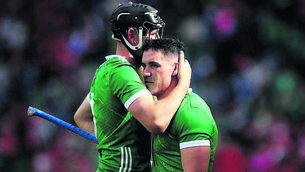 <p>A BRIDGE TOO FAR: Diarmaid Byrnes consoles team-mate Seán Finn after Limerick’s defeat to Cork in last Sunday’s All-Ireland SHC semi-final at Croke Park. Serial champions are obligated to try and defy not just the opposition but time itself. But time always wins. <span class="contextmenu emphasis CaptionCredit">Picture: Ryan Byrne/Inpho</span>
            </p>