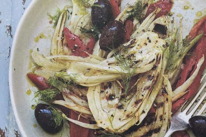Chargrilled Fennel Wedges with Roast Red Peppers