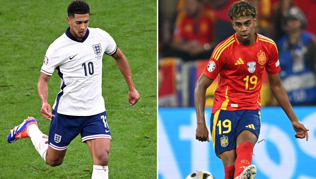 YOUNG GUNS: England midfielder Jude Bellingham and teenage Spanish Lamine Yamal go head to head on Sunday. YOUNG GUNS: England midfielder Jude Bellingham and teenage Spanish Lamine Yamal go head to head on Sunday.