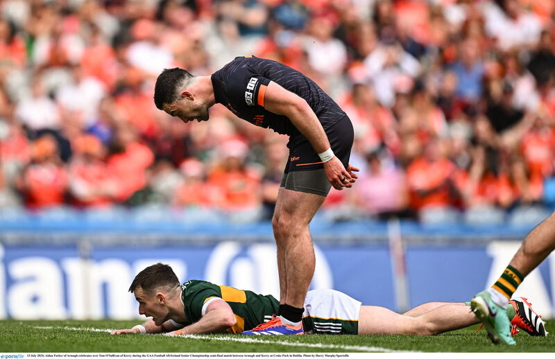 CRITICAL: Aidan Forker of Armagh celebrates over Tom O'Sullivan of Kerry. Photo by Harry Murphy/Sportsfile