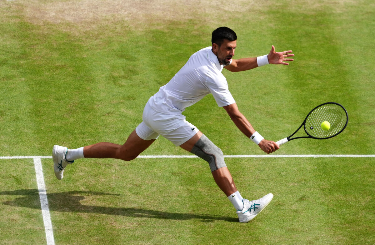 Novak Djokovic in action against Carlos Alcaraz. Photo credit: John Walton/PA Wire. Novak Djokovic in action against Carlos Alcaraz. Photo credit: John Walton/PA Wire.
