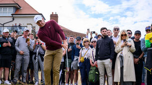 <p>COME FOURTH: Rory McIlroy plays a chip shot on the 5th hole during day four of the Genesis Scottish Open. Photo credit: Malcolm Mackenzie/PA Wire.</p>