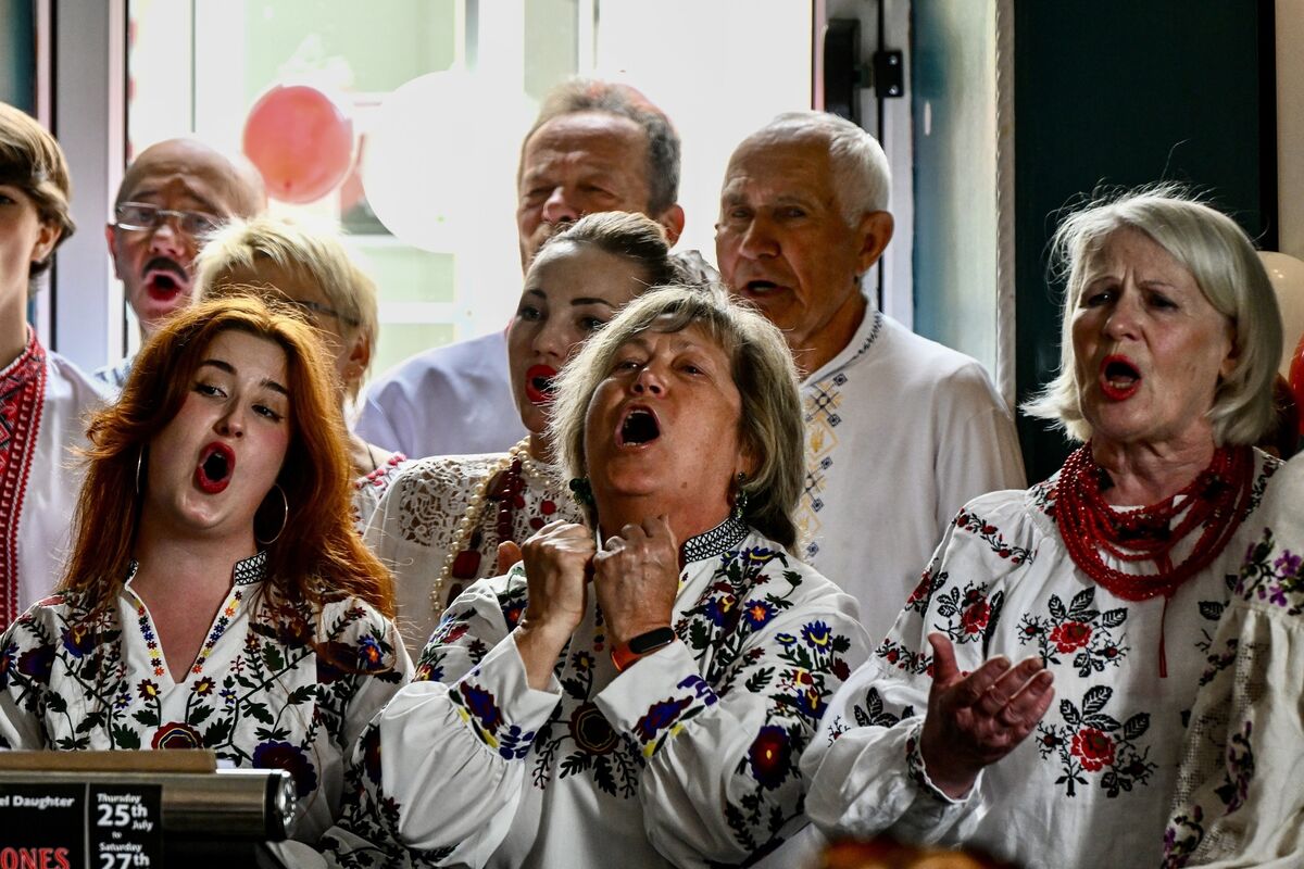 Members of the Ukrainian Choir Kalyna under the direction of Svitlana Deikun perform at the launch of the Mother Jones Festival. Pic: Chani Anderson