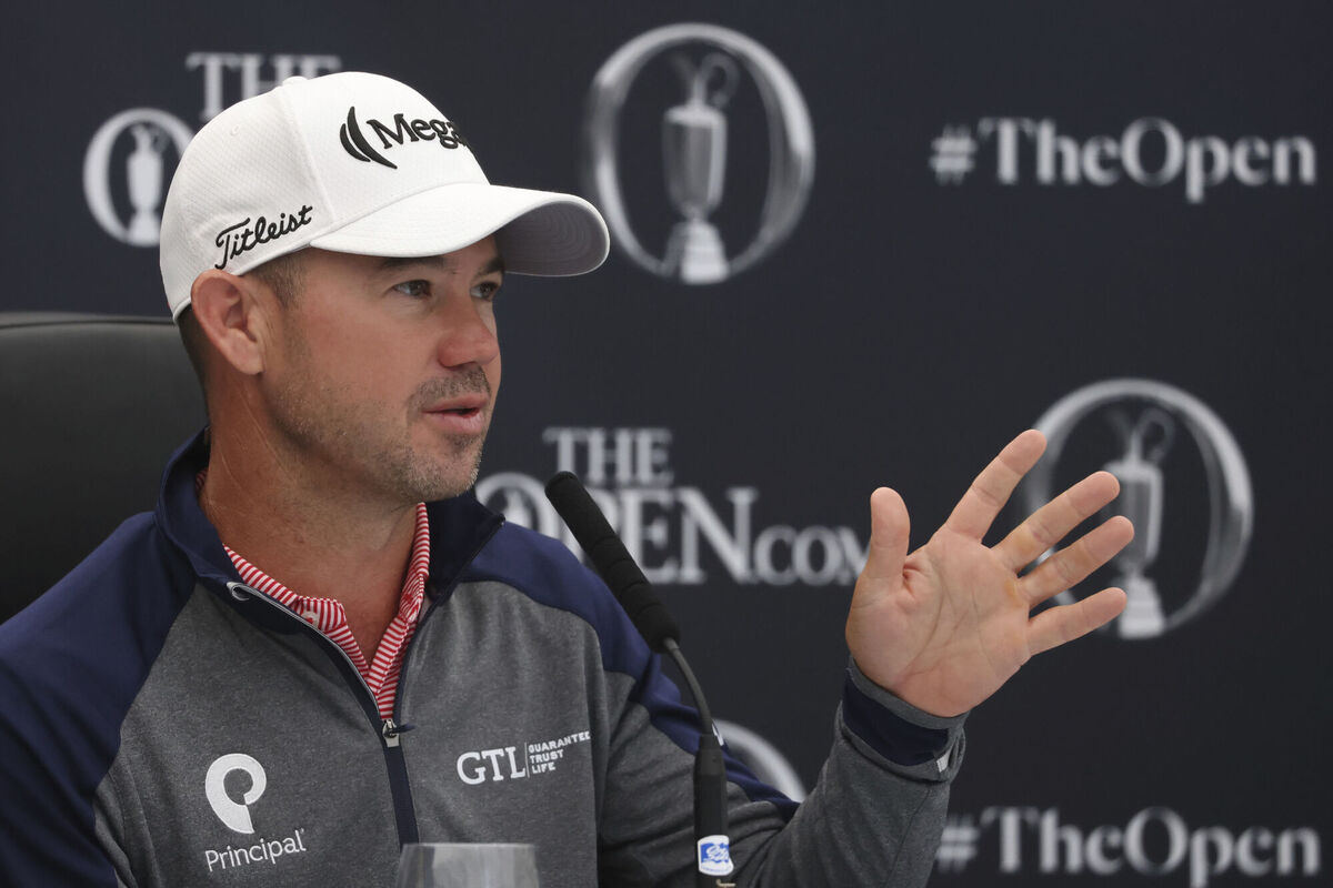 The 2023 Open Champion Brian Harman of the United States gestures during a press conference at the media tent for the British Open Golf Championships at Royal Troon. Pic: AP Photo/Peter Morrison The 2023 Open Champion Brian Harman of the United States gestures during a press conference at the media tent for the British Open Golf Championships at Royal Troon. Pic: AP Photo/Peter Morrison