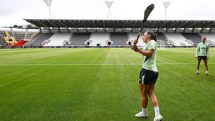 <p>ON THE BANKS: Katie McCabe during a Republic of Ireland women's training session at Páirc Uí Chaoimh in Cork. Photo by Stephen McCarthy/Sportsfile</p>