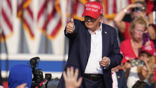 <p>Former US president Donald Trump at the campaign event in Butler, Pennsylvania where a gunman attempted to assassinate him. Picture: Gene J Puskar/AP.</p>
