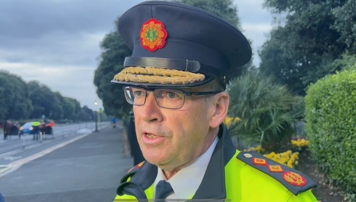 Outside the courts, Garda Commissioner Drew Harris said: 'This has been a difficult policing day for us in terms of dealing with serious public disorder.' Picture: Cate McCurry/PA Outside the courts, Garda Commissioner Drew Harris said: 'This has been a difficult policing day for us in terms of dealing with serious public disorder.' Picture: Cate McCurry/PA