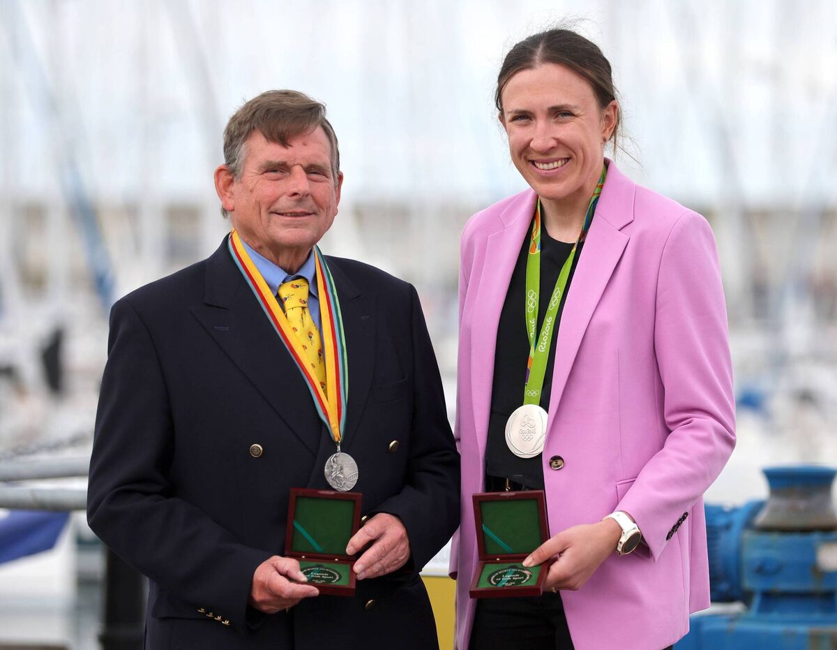 Moscow 1980 Olympian David Wilkins alongside Rio de Janeiro 2016 sailor Annalise Murphy. Picture: INPHO