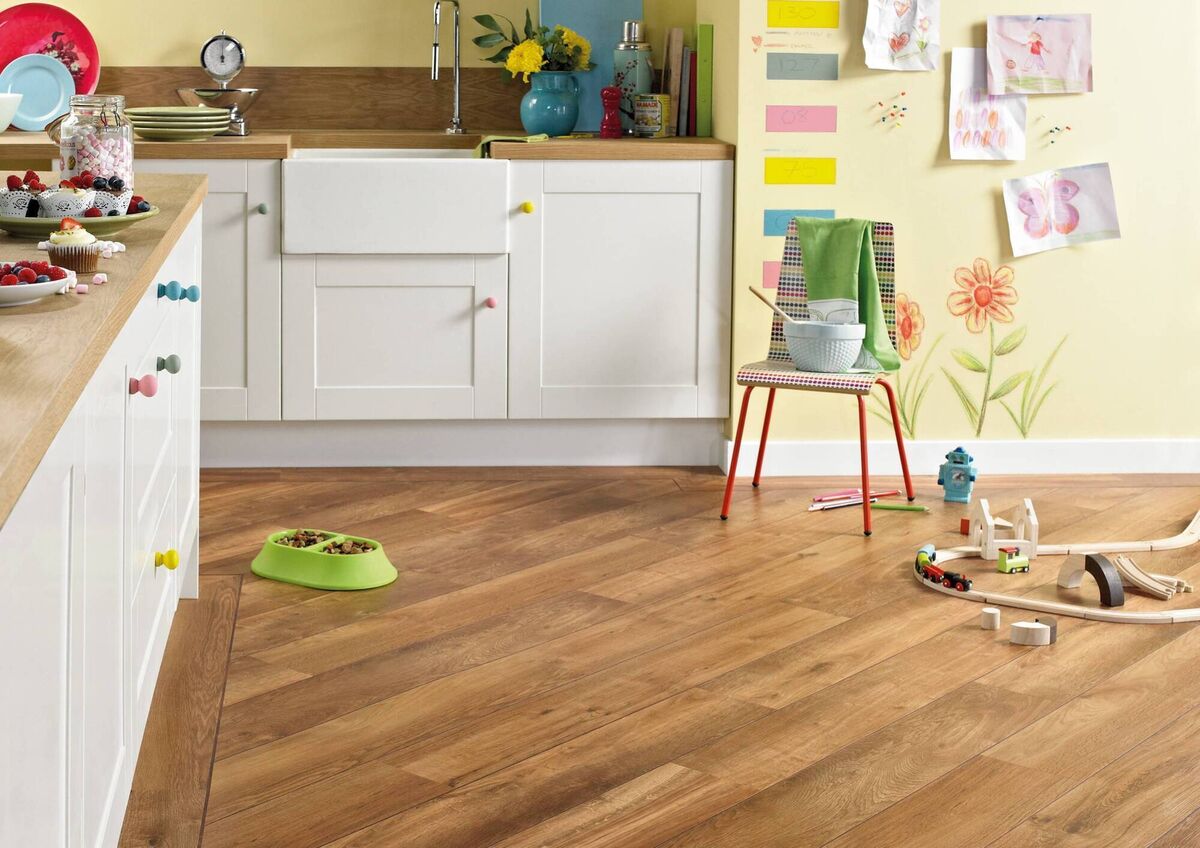 LVT has come a long way with integral acoustic backing and vast range of convincing wood styles in waterproof flooring; prices from €50 per square metre. Picture: Karndean Classic Oak