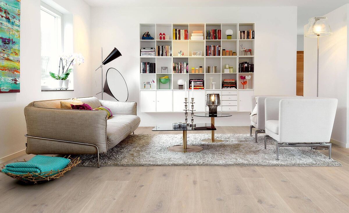 The price of your flooring will depend on branding, the species of any real wood veneer and the core materials. Pergo laminate flooring (synthetic); Chalked Oyster Oak, from €55 per square metre.