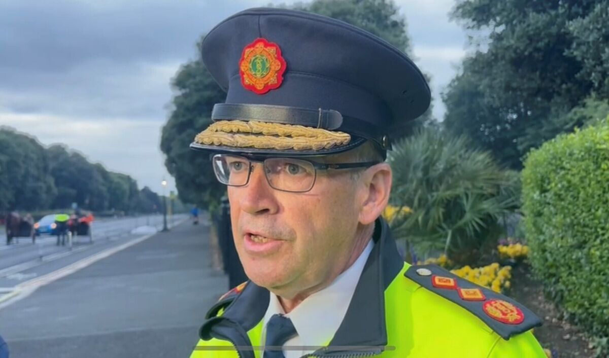 Garda Commissioner Drew Harris speaking to reporters in Dublin after the unrest in Coolock on Monday. Picture: Cate McCurry/PA