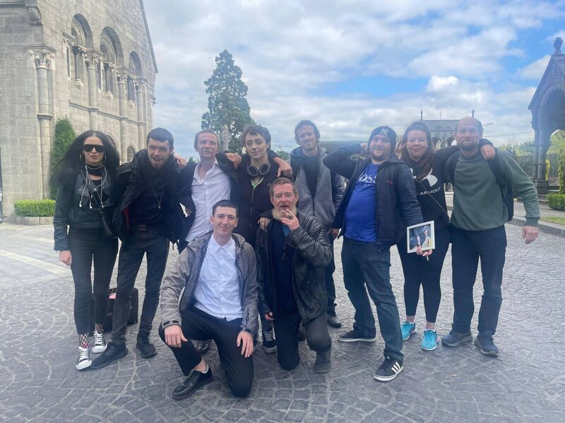 A celebration of Alex’s life in Glasnevin crematorium on Tuesday was attended by around 20 people, including what he called his 'street family'. (Back row, left to right) Amanda Terry, Michael Fitzpatrick, Gareth Kirwan, Jodie Cullen, Mick Hilton Chris, Leeza Carney, Rory. (Front row): Tony Hunes and Brian ‘Beezor’ O’Reilly