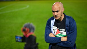 <p>Shelbourne assistant manager Joey O'Brien speaks to media</p>