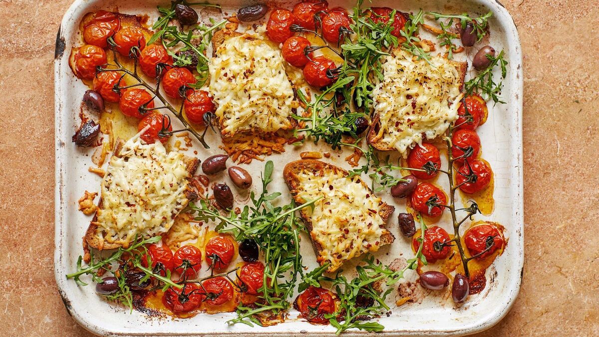 Grated halloumi toasts with hot honey