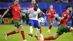 <p>HAMMERS-BOUND? France's Ngolo Kante (centre) attempts a shot towards goal during the UEFA Euro 2024, quarter-final. Pic: Nick Potts/PA Wire.</p>