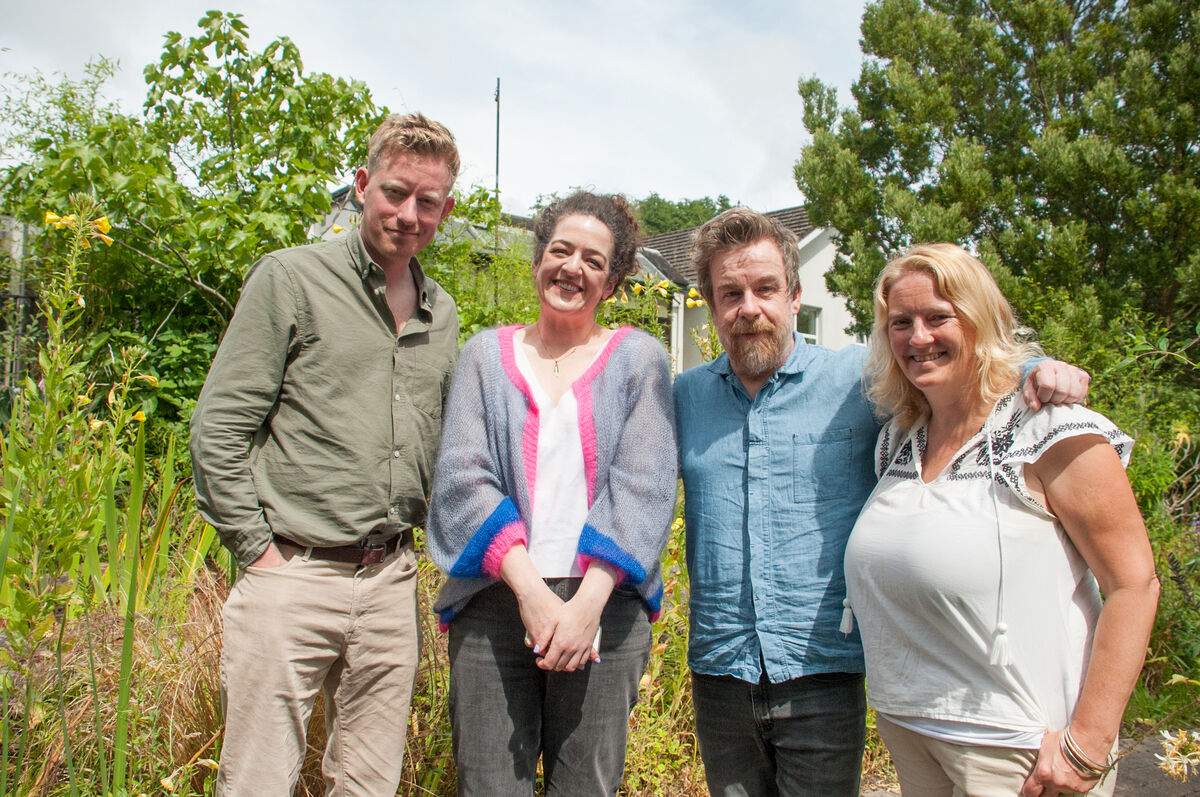 Colin Barrett, Maeve Higgins, and Kevin Barry with West Cork Literary Festival's festival director Eimear O'Herlihy before their wildly entertaining interview. Picture: Karlis Dzjamko