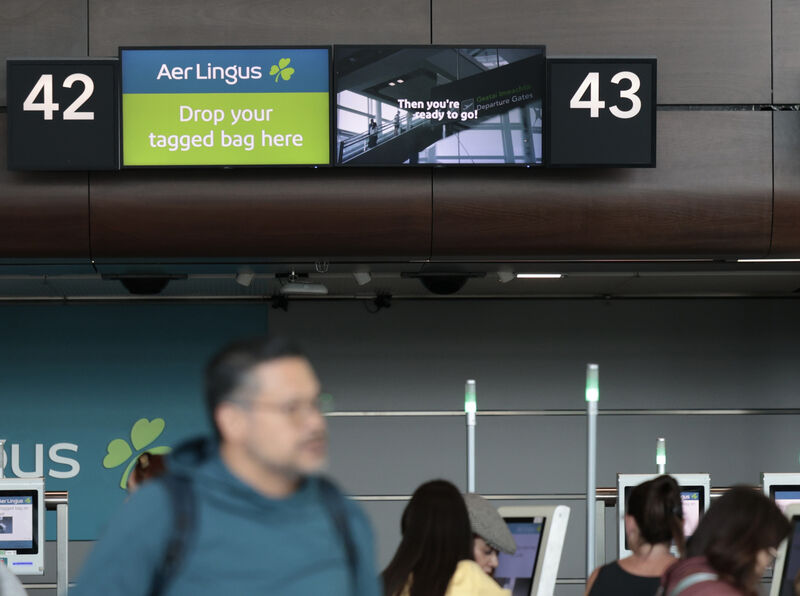 Aer Lingus check-in desks today in Dublin Airpor. Picture: Leah Farrell/© RollingNews.ie Aer Lingus check-in desks today in Dublin Airpor. Picture: Leah Farrell/© RollingNews.ie
