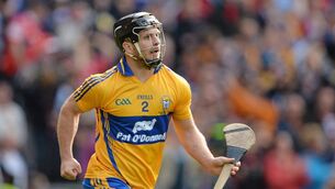 <p>2013: Clare's Domhnall O'Donovan celebrates after scoring the equalising point, his first championship point for Clare, to send the game to a replay. Pic: Brendan Moran/Sportsfile</p>