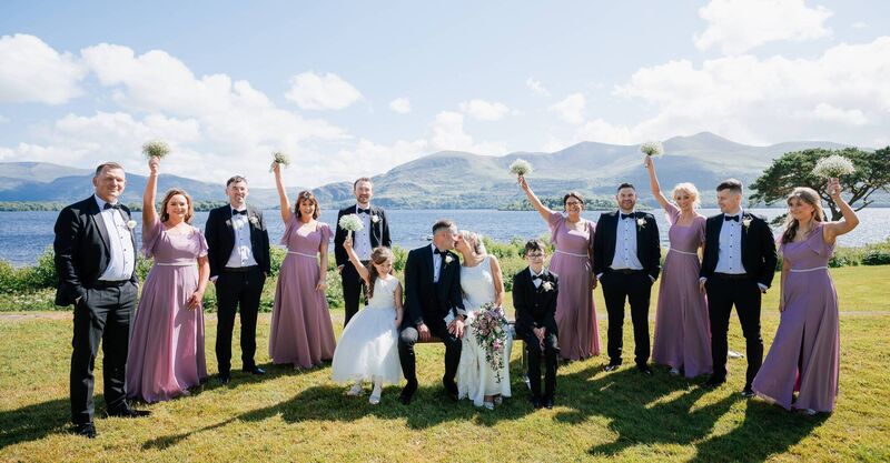  Amanda Lyne and Alan MacSweeney with their wedding party. Pictures: Dylan Clifford 