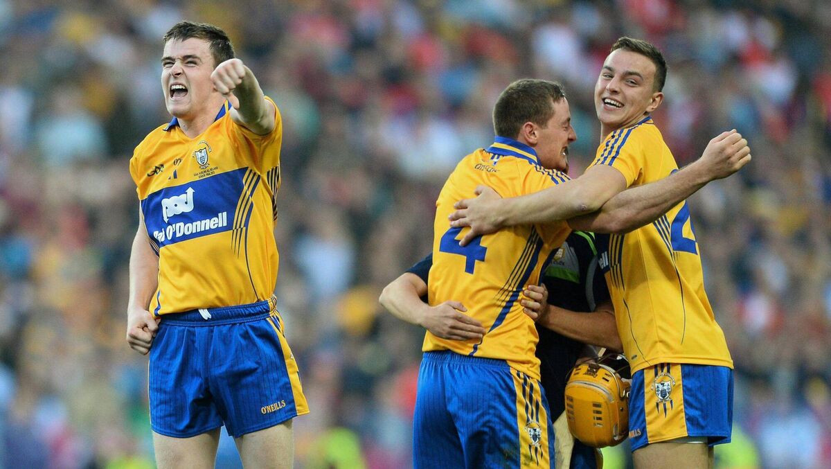 Clare's Tony Kelly, left, celebrates his side's victory in the 2013 All-Ireland hurling final. Picture: Stephen McCarthy / SPORTSFILE Clare's Tony Kelly, left, celebrates his side's victory in the 2013 All-Ireland hurling final. Picture: Stephen McCarthy / SPORTSFILE
