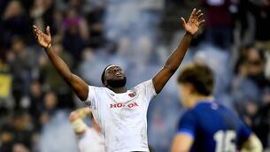 <p>England's Junior K'poku celebrates after winning the final during the World Rugby U20 Championship against France. Picture: Ashley Vlotman/Gallo Images/Getty Images</p>