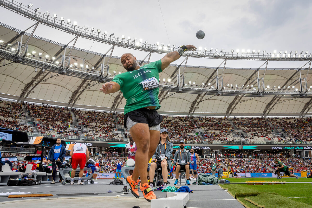 Ireland’s Eric Favors competing in the Men’s Shot Put Qualification at the 2023 World Athletics Championships. Picture: ©INPHO/Morgan Treacy
