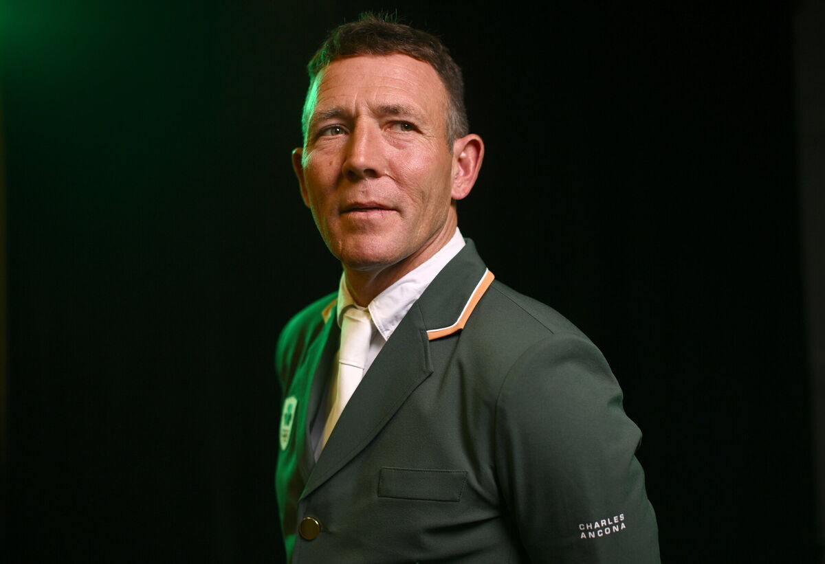 Austin O'Connor during the Team Ireland Paris 2024 Equestrian team announcement. Photo by Ramsey Cardy/Sportsfile