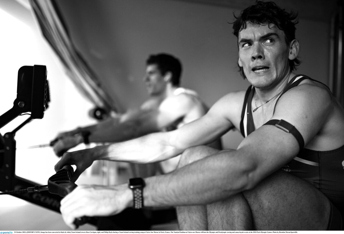 Team Ireland rowers Ross Corrigan, right, and Philip Doyle during a Team Ireland rowing training camp at Vaires Sur Marne in Paris, France. . Photo by Brendan Moran/Sportsfile
