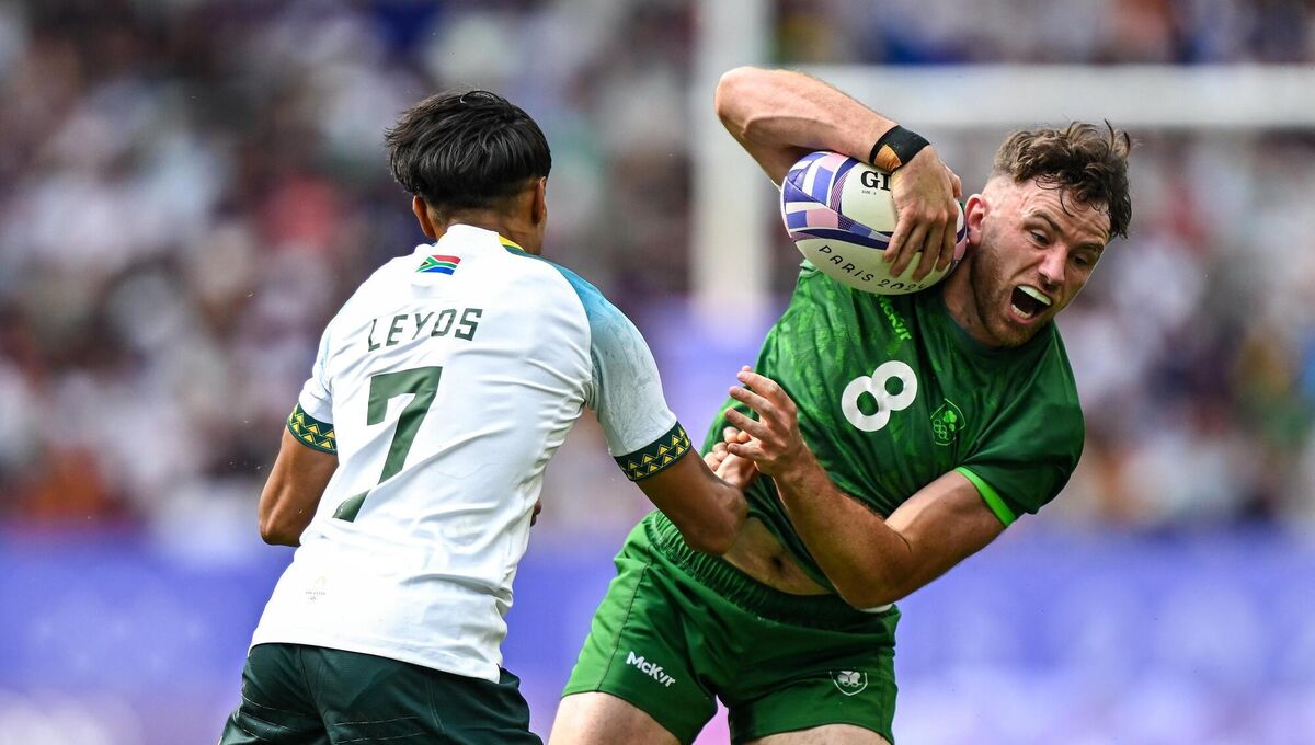 Ireland's Hugo Keenan in action against South Africa's Tristan Leyds. Pic: Stephen McCarthy, Sportsfile