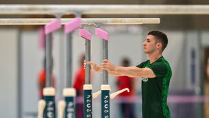 <p>Rhys McClenaghan during artistic gymnastics training at the Gymnastic Training Centre of Le Bourget ahead of the 2024 Paris Summer Olympic Games in Paris, France. Photo by Brendan Moran/Sportsfile</p>