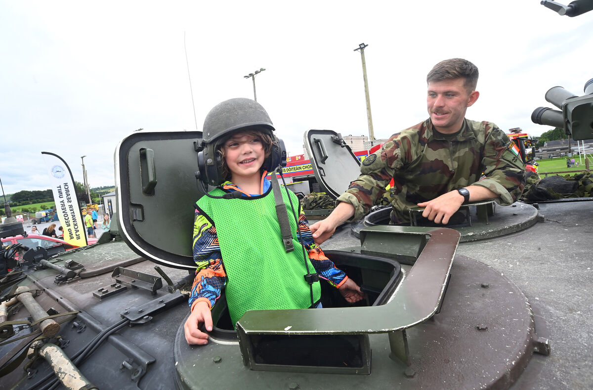 Aaron enjoying the tour given by Corporal Killian Hardy of a Mowag armoured vehicle at the Cúl Eile camp at Castlelyons GAA Club organised by The Friends of Dean & Padraig. Some 60 children with additional needs enjoyed the outdoor fun and games. Picture: Larry Cummins
Aaron enjoying the tour given by Corporal Killian Hardy of a Mowag armoured vehicle at the Cúl Eile camp at Castlelyons GAA Club organised by The Friends of Dean & Padraig. Some 60 children with additional needs enjoyed the outdoor fun and games. Picture: Larry Cummins
