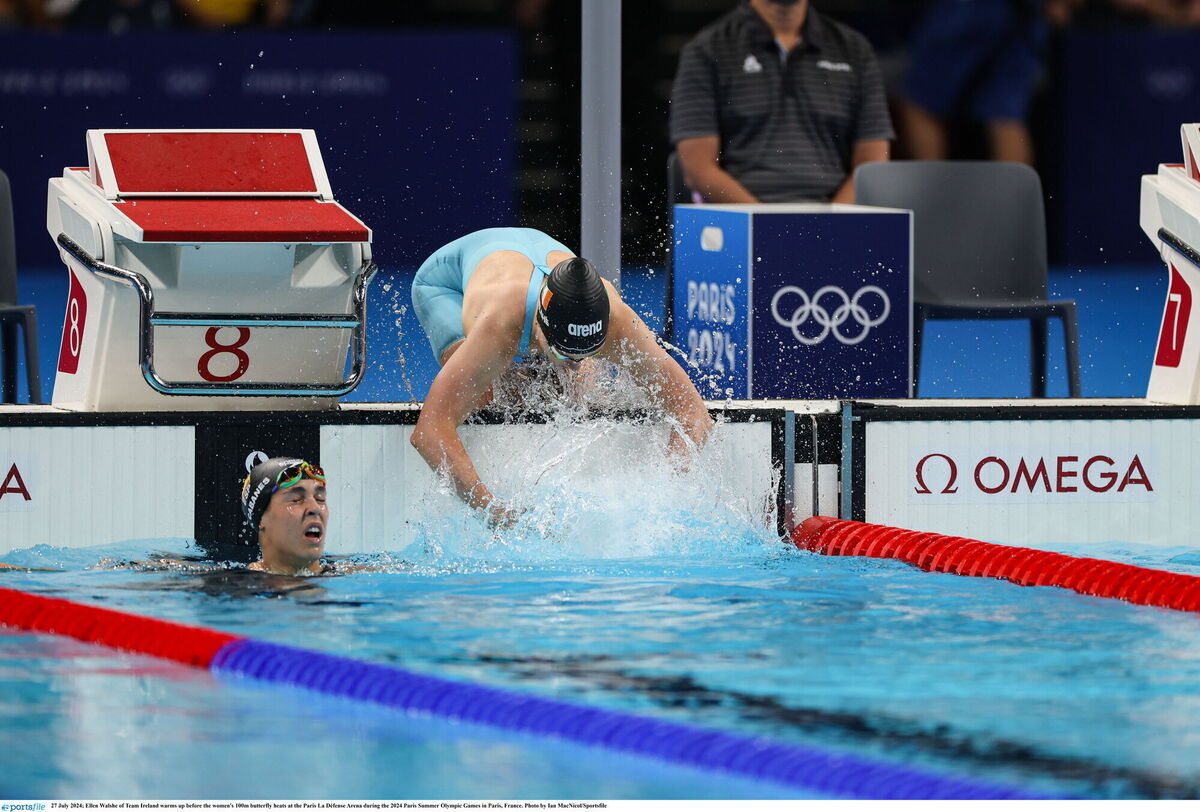 Ellen Walshe warms up before the women's 100m butterfly heats. Pic: Ian MacNicol/Sportsfile