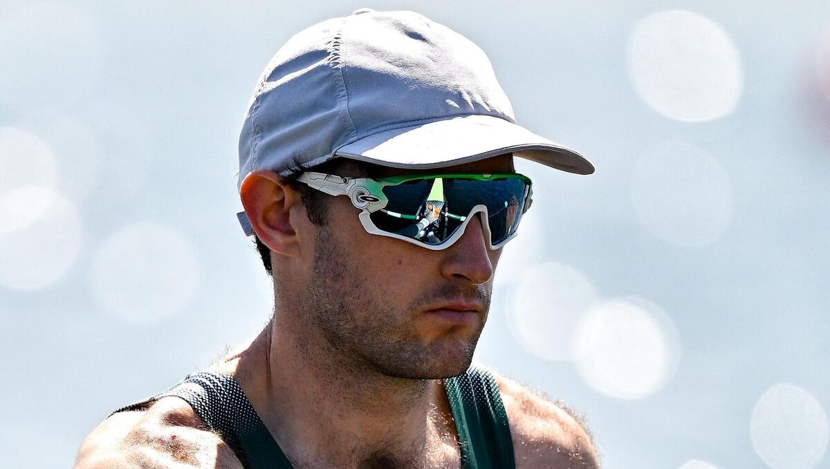 LAYING DOWN THE GAUNTLET: Paul O'Donovan after the men’s lightweight double scull heats at Vaires-sur-Marne Nautical Stadium. Pic: Brendan Moran/Sportsfile
