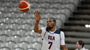 <p>NEVER IN DOUBT: USA's Kevin Durant gathers a pass. Pic: Michael Conroy, AP</p>
