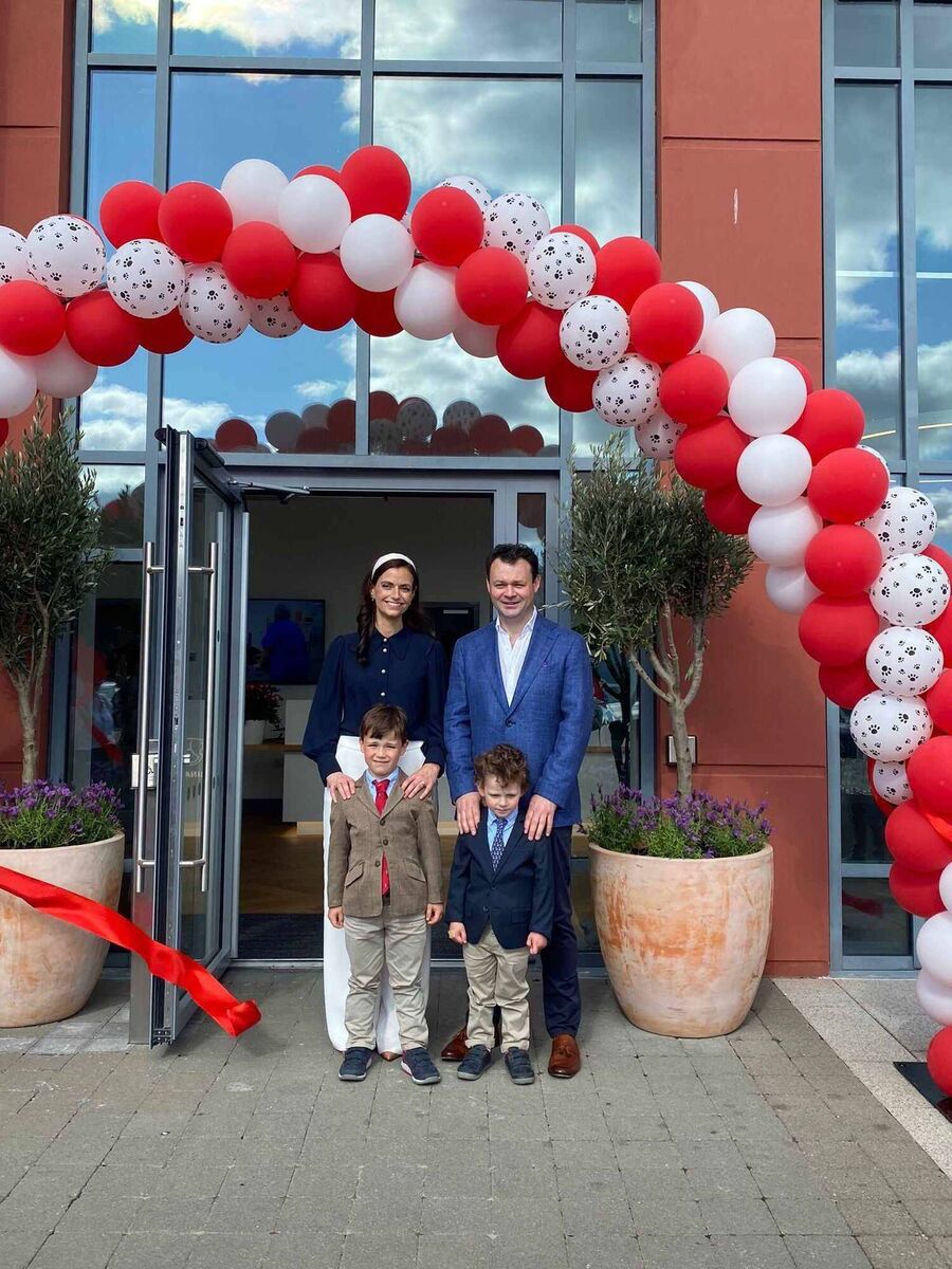 Laura Cuddy and Turlough McNally with their children Hugo and Myles at the launch of Veterinary Specialists Cork in Little Island.