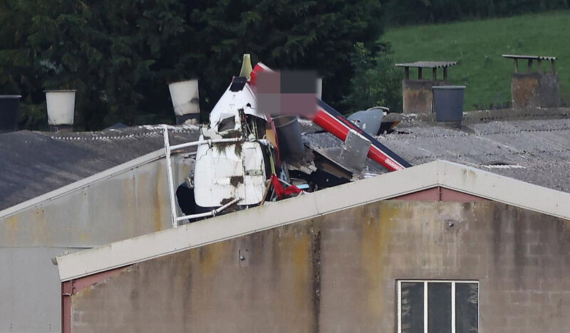 The scene of the helicopter crash in Joristown Upper townland in Killucan, Co Westmeath.