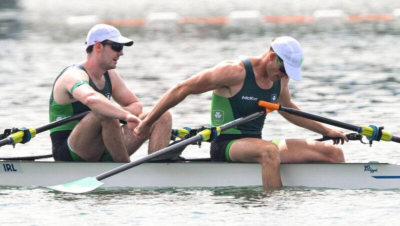 Philip Doyle, left, and Daire Lynch of Team Ireland after winning bronze. Pic: Stephen McCarthy/Sportsfile