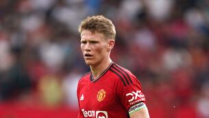 <p>EXIT DOOR? Manchester United's Scott McTominay during a Premier League match at Old Trafford.</p>
