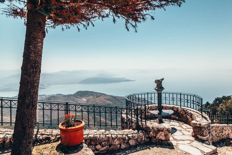 Mount Pantokrato sits somewhat majestically at 911m above sea level Mount Pantokrato sits somewhat majestically at 911m above sea level