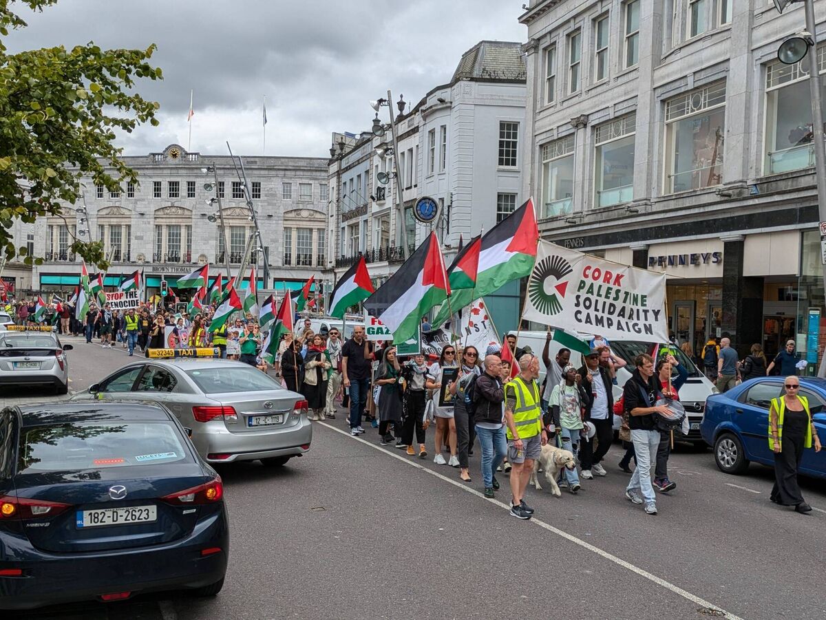 The Palestinian solidarity march in Cork city. Picture: Cork branch of the Ireland Palestine Solidarity Campaign