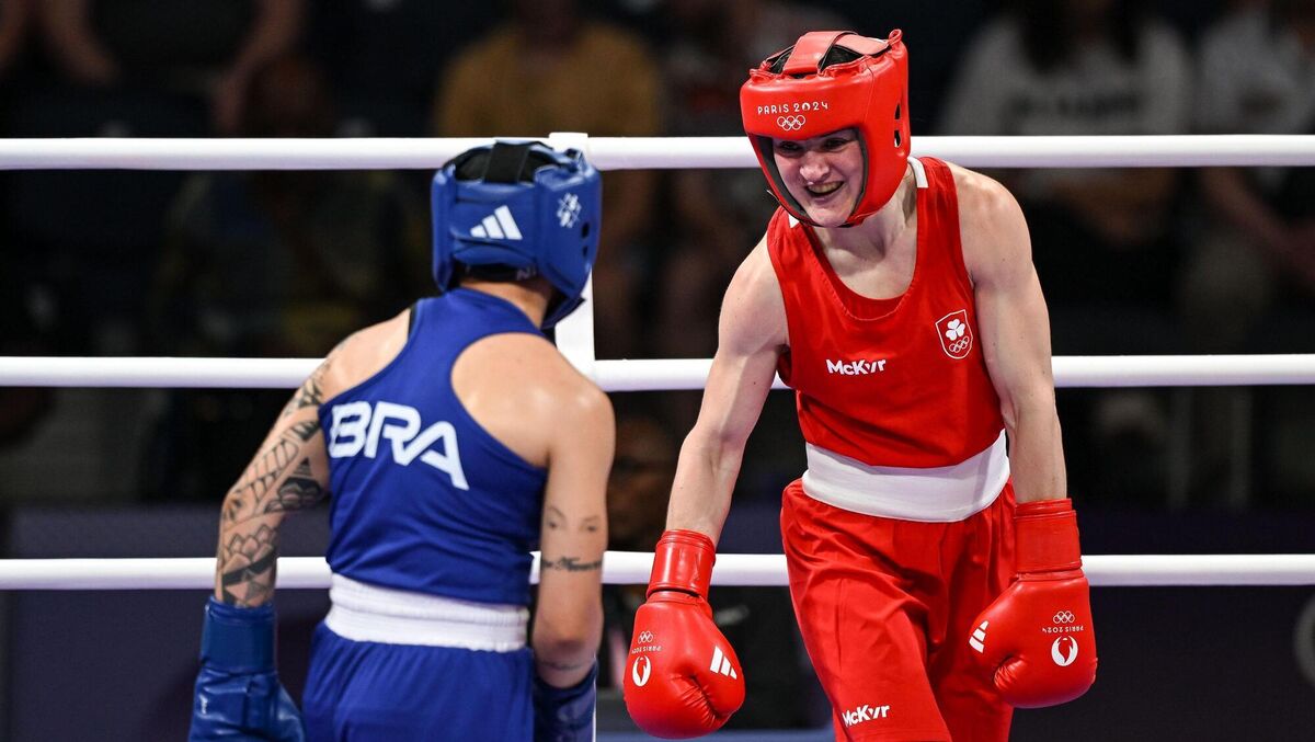Ireland's Kellie Harrington in action against Beatriz Soares Ferreira. Photo by David Fitzgerald/Sportsfile Ireland's Kellie Harrington in action against Beatriz Soares Ferreira. Photo by David Fitzgerald/Sportsfile