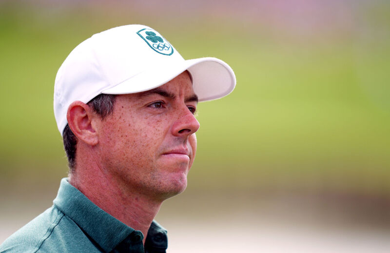 Ireland's Rory McIlroy on the 18th hole during the Men's Golf Individual Stroke Play Round 4 at Le Golf National on the ninth day of the 2024 Paris Olympic Games in France. Picture: John Walton/PA Wire. Ireland's Rory McIlroy on the 18th hole during the Men's Golf Individual Stroke Play Round 4 at Le Golf National on the ninth day of the 2024 Paris Olympic Games in France. Picture: John Walton/PA Wire.