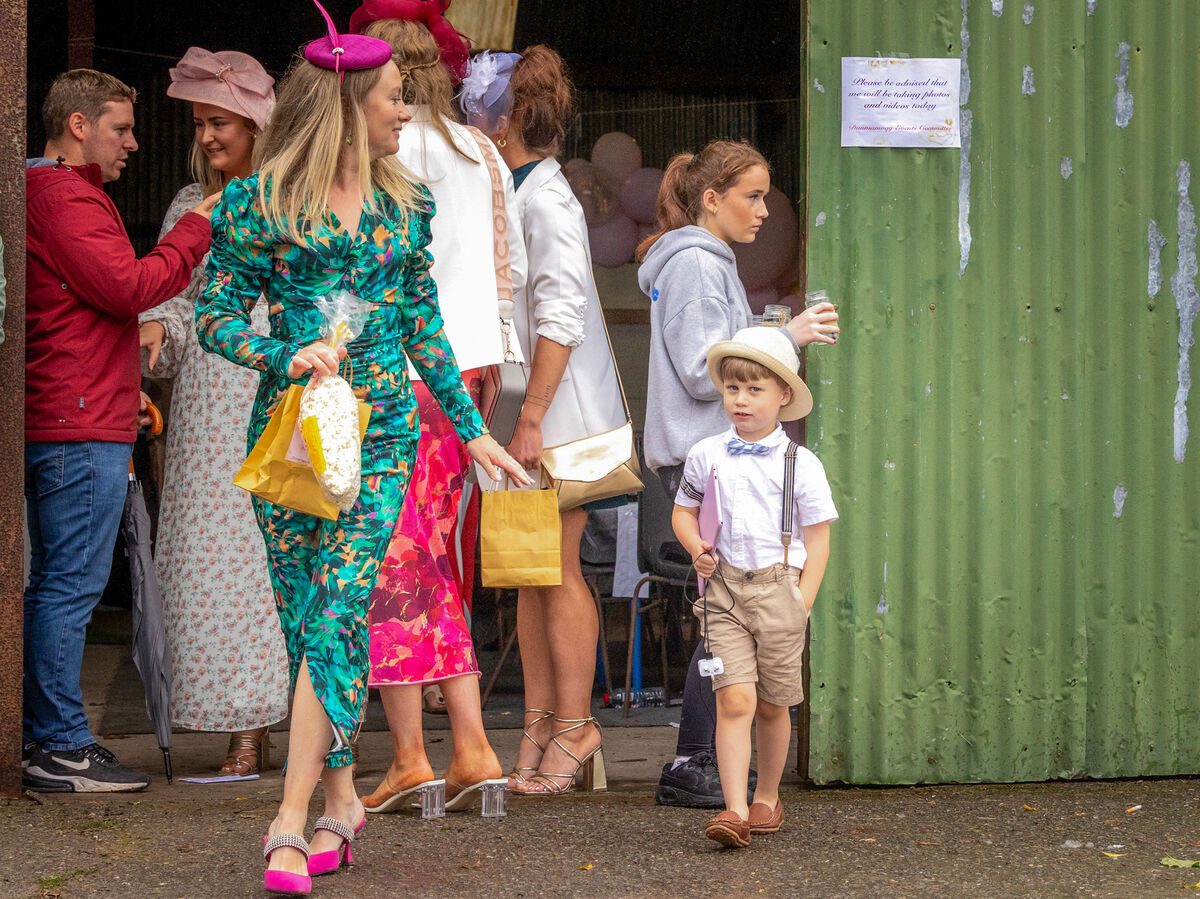 Best Dressed Boy Cairbre O'Neill-Hayes, aged five, from Dunmanway, and his mother Deirdre leaving the pavilion at the Ballabuidhe Horse Fair and Races on Lady's Day. Picture: Neil Michael