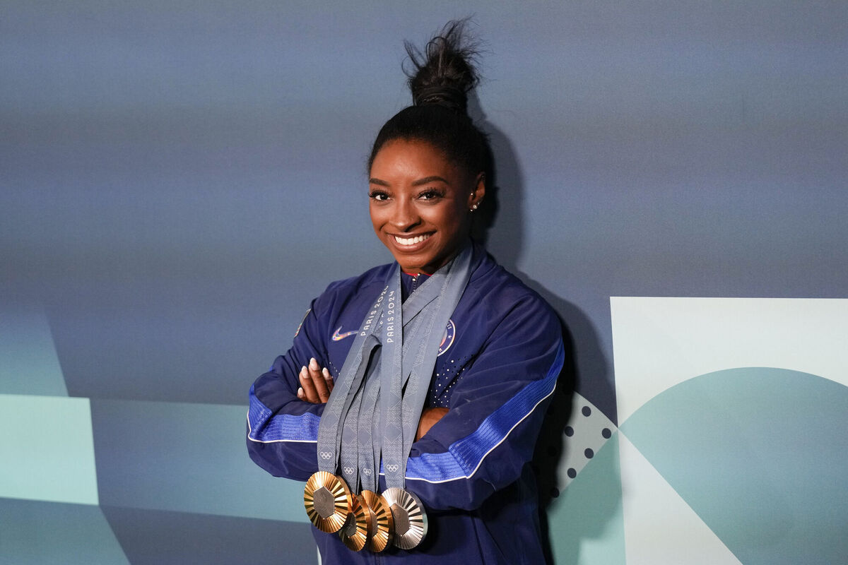 Simone Biles departs the French capital having racked up a patently absurd 41 medals between the Olympics and world championships, the most of anyone in history by some distance. Picture: AP /Francisco Seco