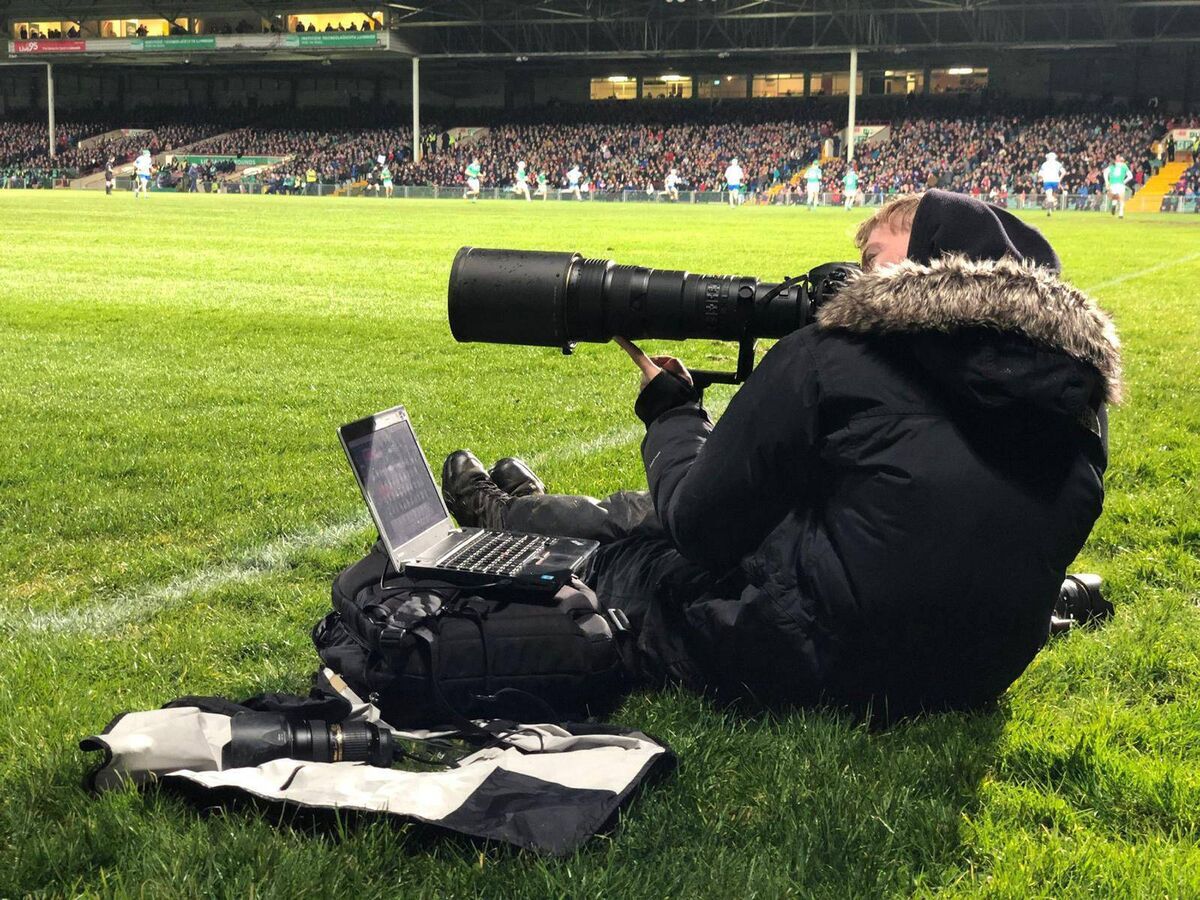 Eóin Noonan in action with the camera at the Gaelic Grounds in Tipperary.