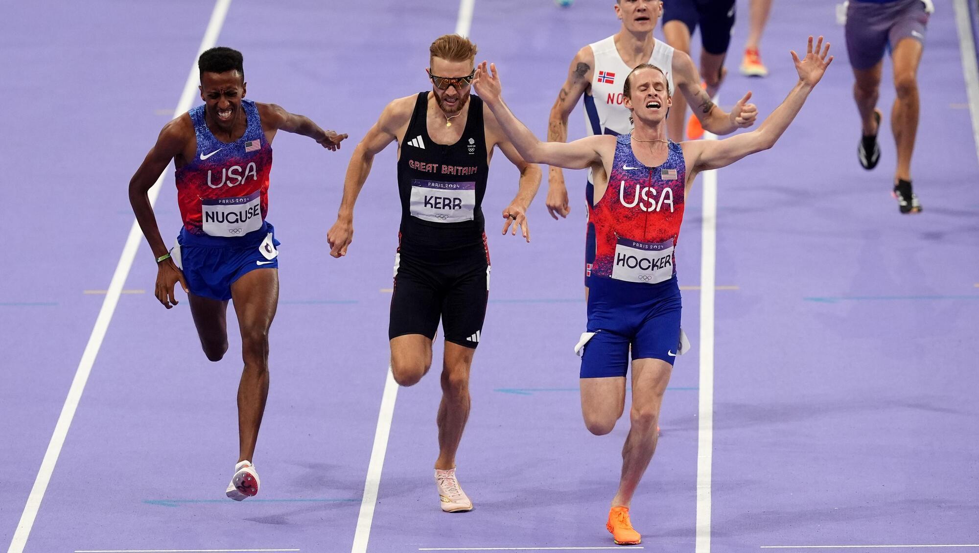 Cole Hocker grabs shock USA gold in 1500 metres with Olympic record time