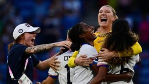 <p>WE’VE DONE IT: Goalkeeper Alyssa <span class="contextmenu emphasis darkRed">Naeher</span> is embraced by team-mates Naomi <span class="contextmenu emphasis darkRed">Girma</span> and Casey Krueger after the United States edged out Germany 1-0 in yesterday’s Olympics semi-final in Lyon. <span class="contextmenu emphasis CaptionCredit">	Picture: Olivier Chassignole/Getty Images</span>
            </p>