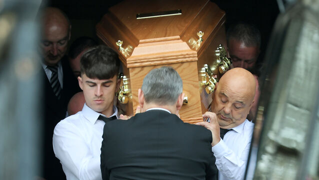 <p> The coffin is carried from the Church of St Laurence O'Toole in Roundwood, Co Wicklow, after the funeral of Daena Walsh. Picture: Colin Keegan/Collins Dublin</p>