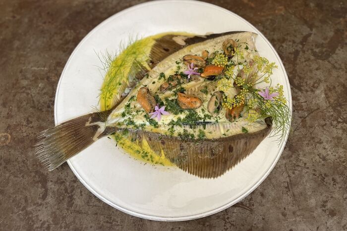Plaice or Lemon Sole with Herb Mussel Butter